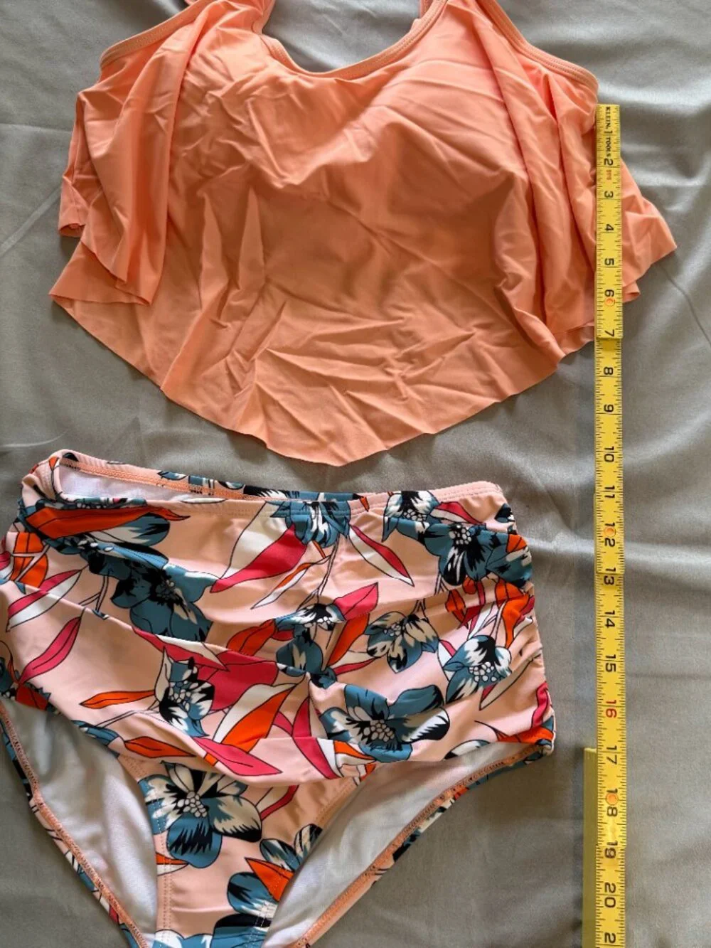 Unbranded Women's High Waisted Tankini Set Peach Floral Size Small New With Tags
